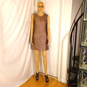 NWOT Diane Von Furstenberg Two-Tone Metallic Bronz & Black Dress